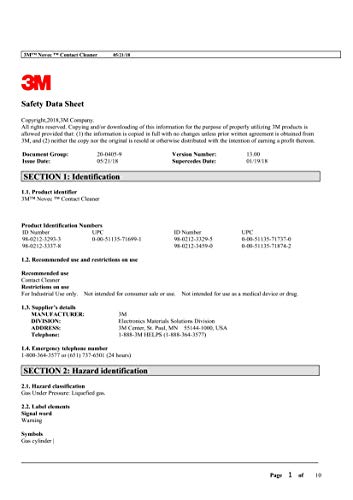 3M Novec Electrical Contact Cleaner, 11 oz Spray Can (1 per pack)