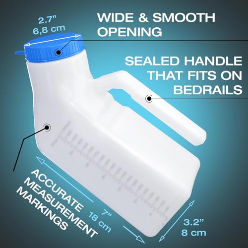 Image of Curepack Male Urinal Bottle, 1000mL Portable Urinal for Men with Glow-in-the-Dark Lid, Leak-Resistant Bedpan, Reusable Urine Collection Bottle for Elderly, Disabled, Bedridden Patients & Emergency Travel