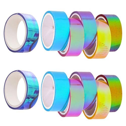 Uonlytech Cinta Adhesiva Decorativa para Manualidades, 12 Piezas Diseño en Degradado Multicolor, Material PVC Seguro y Resistente, Adecuado para Álbumes de Recortes y Diarios