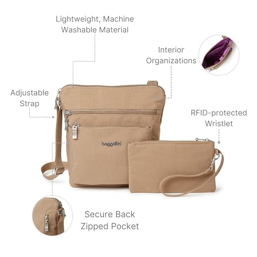 Image of Baggallini Pocket Crossbody Bags for Women 8x8 Small Lightweight Durable Water-resistant Travel Purse W /Rfid