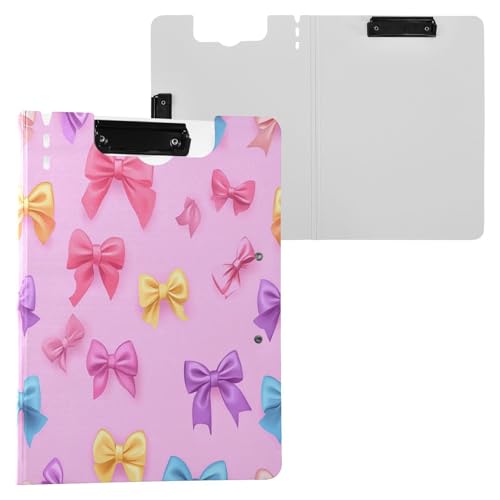 JUMBEAR Hermoso portapapeles con lazo de cinta A4 con clips dobles, tablero plegable con tapa, organizador personal ligero adecuado para hospitales, oficinas, escuelas, negocios, suministros de aula