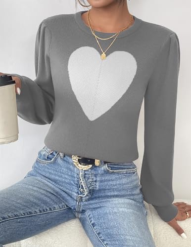 Image of Zeagoo Womens Sweaters Fall 2026 Dressy Casual Long Sleeve Shirts Ribbed Knit Winter Outfits Puff Pullover Jumper Tops