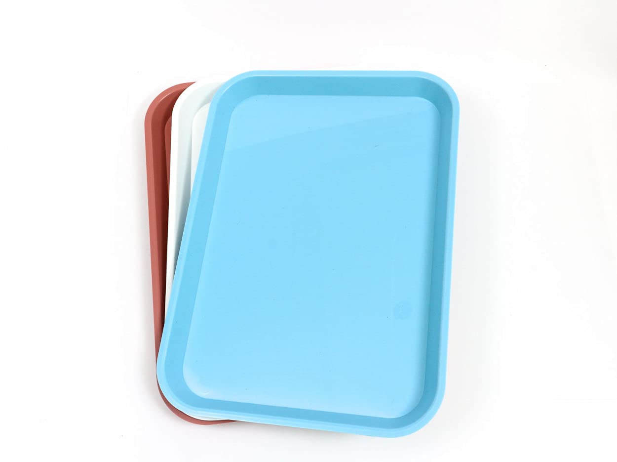 3X Dental and Medical Plain Set-Up Tray Flat Surface Autoclavable Size B (Baby Blue)