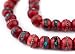 TheBeadChest Red Inlaid Yak Bone Mala Beads 10mm Nepal Round Large Hole 35 Inch Strand