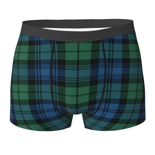 SHAOMABA Scottish Plaid Clan Campbell Green Blue Tartan Cool, Breathable And Comfortable Fashionable Flat Corner Underwear