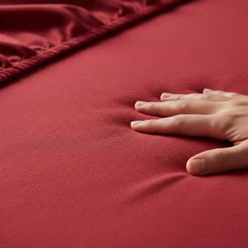 Image of Naksh Mattress Protector King Size Cotton (72x78x10 Inch Drop), Maroon | Fitted Elastic Waterproof Bed Protector | Soft Absorbent Terry Fabric | Heavy Quality | Leak & Spill Protection