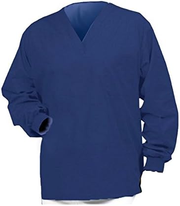 6687 Polyester/Cotton Unisex Long Sleeve Scrub Shirt with Bartacked V-Neck, 2X-Large, Ciel Blue