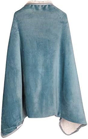 ITODA 2 in 1 Wearable Snuggle Blanket Sleeves Soft Shawl Flannel Blanket Winter Warm Throw Blanket Fluffy Bed Blanket Sleeping Blanket Living Room Sofa Couch Chair Blanket Sherpa Snuggle Blankets