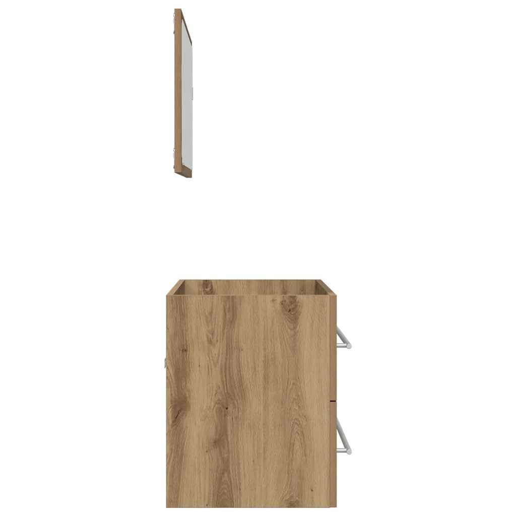 Set di mobili da bagno, 2 pezzi, legno trattato, rovere
