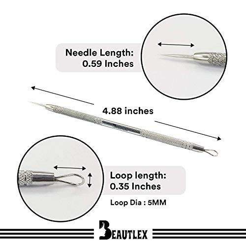 Lancet For Facial Milia Remover And Whitehead Extractor. Double Ended Angled Circle Loop & Sharp Needle Pimple Popper Tool. Dermatologists Recommended Design And Comes With Synthetic Leather Storage #TOP1