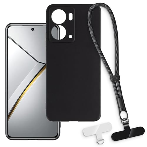 OAGELIM 2-in-1�ی�P�[�X�ƃ��X�g�X�g���b�v OPPO Realme Neo 7X 5G �Ƃ̌݊������� ���O���\�ȃ��j���[�h�t���d�b�J�o�[�A����~�ߕ����h�~�O���b�v�n���h�� (�u���b�N + �u���b�N)