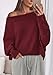 BTFBM Casual Sweaters for Women Fall Fashion 2025 Off The Shoulder Sweater Solid Knitted Pullover Loose Jumper Tops(Wine Red,Large)