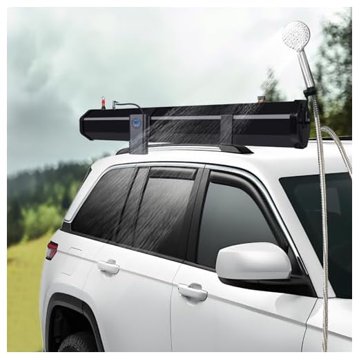 Inoamity - Ducha solar de 30 l para acampada, depósito de agua presurizado con bomba de aire, duchas de camping, montaje en techo de coche (4 x 4, SUV, furgoneta, etc) - Calefacción solar rápida 60 °C