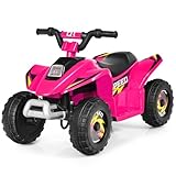 FANTASK 6V Elektro Kindermotorrad, Mini Elektroauto, Kinderquad, Elektroquad, Kinderauto, Kinder Quad für Kinder ab 3 Jahren, 2,8-4,6 km/h (Rosa)