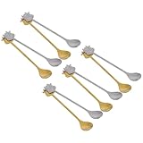 Ciieeo 10pcs 304 Stainless Steel Coffee Mixing Spoons Set, Silver Gold Cartoon Cow Design, Suitable