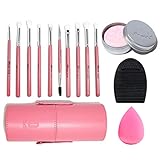 AOA Studio 10pcs Pink Makeup Brush Set with 1pc Super Soft Makeup Blender and Brush Cleaner Egg and...