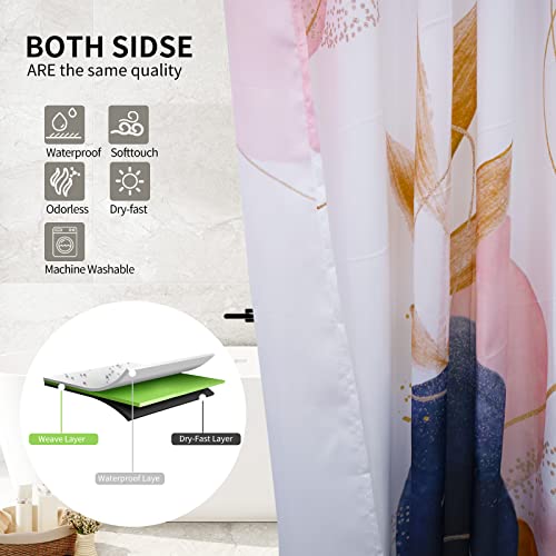 Ohshining Boho Shower Curtain For Bathroom Decor Abstract Mid Century Modern Shower Curtain Set With Hooks Minimalist Geometric Blue Pink Plant Fabric Bathtub Shower Curtain Gift 72X72 Inch,Multicolor #TOP2