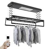 Tendedero eléctrico para techo con mando a distancia, de aluminio y acero