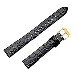 BISONSTRAP Skórzane paski do zegarka, miękkie paski zastępcze z polerowaną klamrą, 12 mm, 14 mm, 16 mm, 18 mm, 19 mm, 20 mm, Czarny ze złotą klamrą, 12mm, pasek