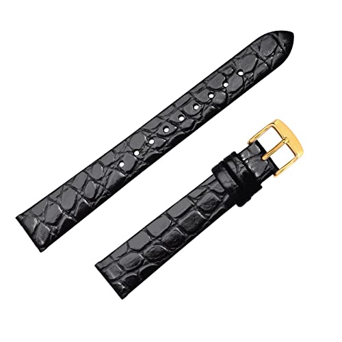 BISONSTRAP Watch Straps for Women, Crocodile Pattern Leather Thin Watch Replacement Bands,12mm, Black with Gold Buckle by BISONSTRAP - Used condition - Image 8