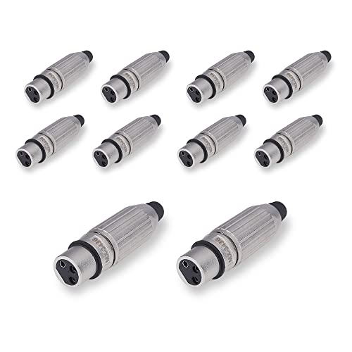 Image of MX 3 Pin XLR connector Microphone Connector pin Pure Copper Nickel Plated Pins1 for High Conductivity microphone cable connector PERENT (3 Pin silver, Pack of 10, Female Connector)