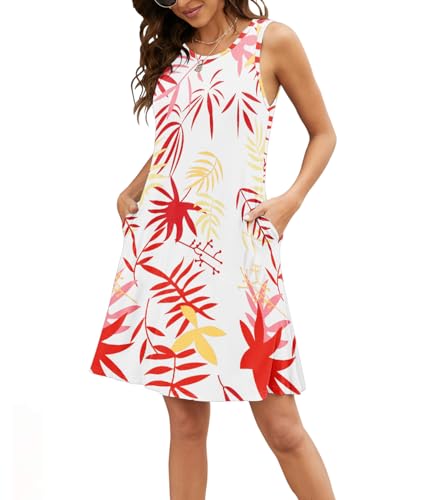 Image of Summer Dresses for Women Casual Sleeveless Swing Sundress with Pockets