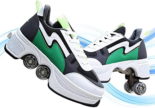 2 En 1 Multifuncional Deformado Patines De Ruedas De Hielo Polea Zapatillas con Ruedas Niños Adultos sobre Patinaje Al Aire Libre Calzado para Caminar Cover