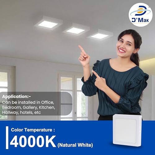 Image of D'Mak 6 Watts Square Led Surface Panel Light Cool White, Pack of 2