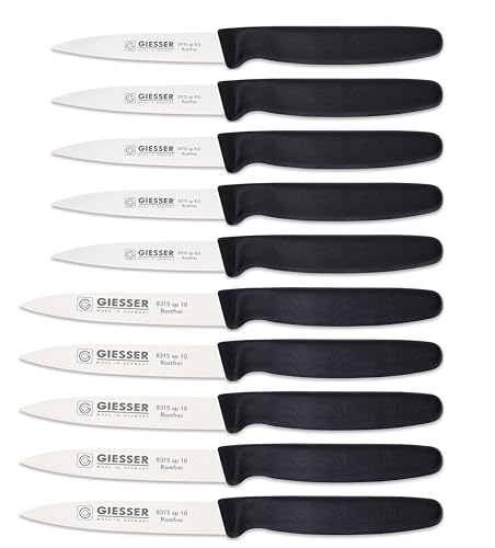 Giesser Messer - Made in Germany - Gemüsemesser 8 cm schwarz, nachhaltiger Griff, rutschfest, kleines Küchenmesser rostfrei, scharfes Küchenmesser für Küche (10, Schwarz - 8+10 cm) Giesser Messer - Made in Germany - Gemüsemesser 8 cm schwarz, nachhaltiger Griff, rutschfest, kleines Küchenmesser rostfrei, scharfes Küchenmesser für Küche (10, Schwarz - 8+10 cm)