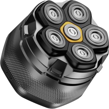 DOAO Rasoio per la testa da uomo, aggiornato 2025, 6D, flessibile, per uomini calvi, rasoio elettrico bagnato/secco, rasoio rotante con display a LED, porta USB-C, rasoio calvo in titanio