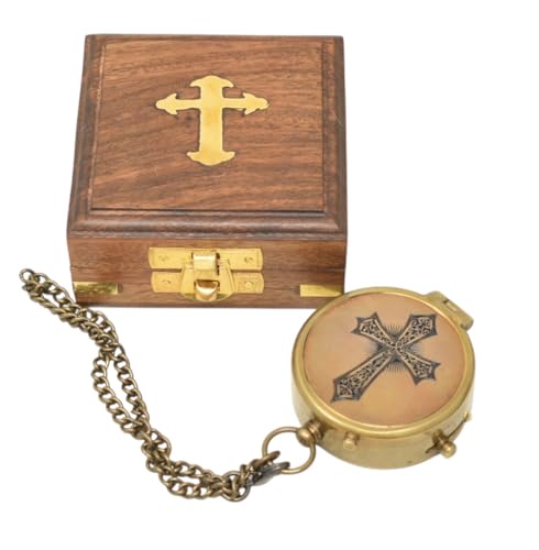 Brújula de latón antigua personalizada grabada con estuche de cuero para regalo de niños, bautizo, cumpleaños y decoración de Pascua miniatura 4