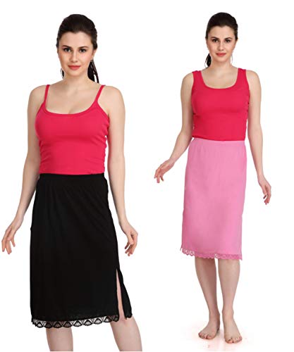 Image of Splash Cotton Rich Regular Skirt Slip for Women - Knee Length