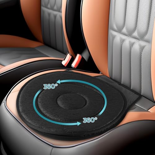 FACULX Rotating Seat for Car 360° Swivel Seat for Car for Elderly Non-Slip Portable Rotating Car Seat Pad for Driving, Chairs, Stool Chair, Ergonomic Design (Black)