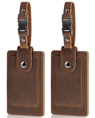 Teskyer Genuine Leather Luggage Tags