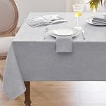 Softalker Grey Table Cloth Wipeable Rectangular 140x200 cm Faux Linen Tablecloth Stain Resistant Washable Table Cloths New Year Dining Table Cover for Coffee Party Baby Shower Tabletop Decor 55x78in
