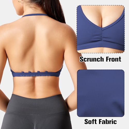 Image of YEOREO CoreFlex Workout Sports Bras for Women Padded Strappy Open Back Gym Bra Light Impact Criss Cross Yoga Crop Top