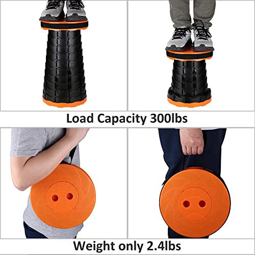 Aigear Portable Telescoping Stool With Cushion Adjustable Plastic Stools Lightweight Compact Retractable Seat For Camping Picnic Fishing Hiking Travel Orange(Pt032) #TOP6