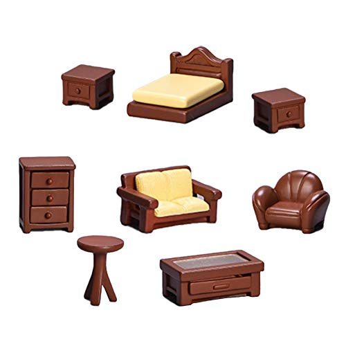 Set of 8 Miniature Dollhouse Furniture Decoration Mini Dollhouse Furniture Models Set Dollhouse Accessories Pretend Play Kids Toy