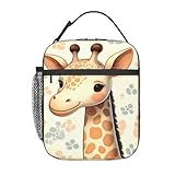 VODRM Cute Giraffe Lunch Box for Kids,Fun Insulated Bag for Student,Animal Reusable Thermal Insulation Cooler Tote Bags for School Work Picnic Camping Outdoor Gifts (Cartoon Giraffe)