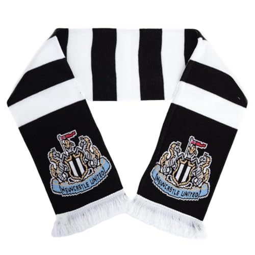 Image of Newcastle United FC Scarf, Black and White, 132 cm x 19 cm, Jacquard Knit (Bar Scarf)