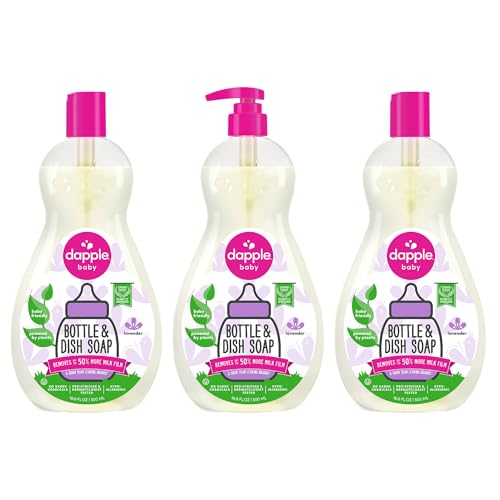 Image of Dapple Baby Lavender Baby Bottle & Dish Soap - (3 Pack) 16.9 fl oz - Plant-Powered Dish Soap for Bottles, Pump Parts, and Sippy Cups - Includes 1 Pump