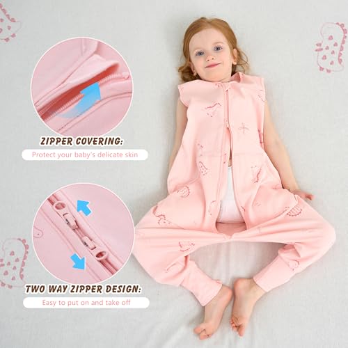 Image of LAT Baby Sleep Sack,Summer Toddler Cotton Sleep Sacks with Legs,Dinosaur for Boys Girls,Baby Wearable Blanket with Zipper