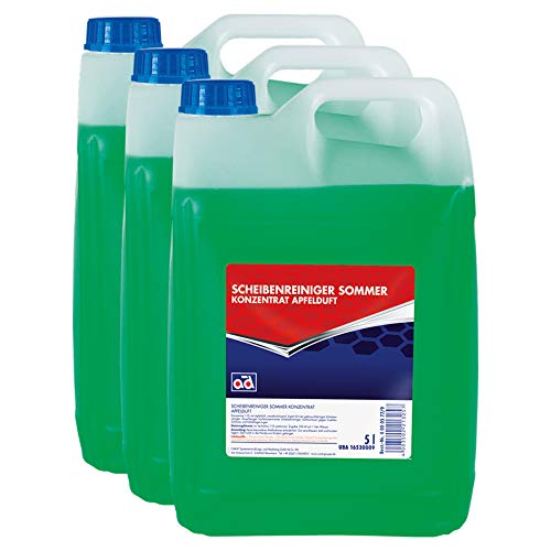 Preisvergleich Produktbild AD Chemie 3X Sommerscheibenreiniger 5l Konzentrat Apfelduft Kanister Sonax Reiniger Auto Scheinwerfer Streifen Klare Sommerscheibenreiniger Scheibenreinigung Lack Öl 40005779