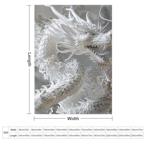 Couverture dragon blanc en flanelle de qualité supérieure