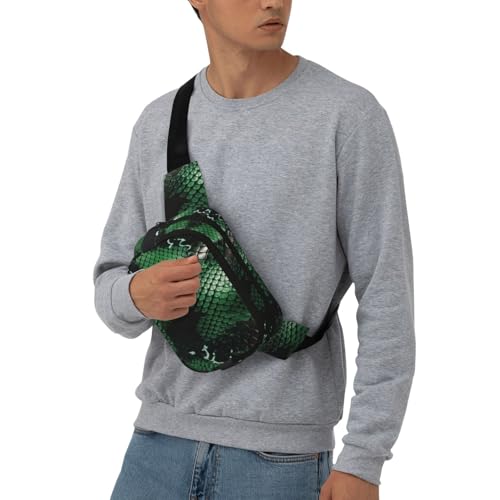 Sac banane avec sangles réglables et texture peau de serpent vert originale - 7