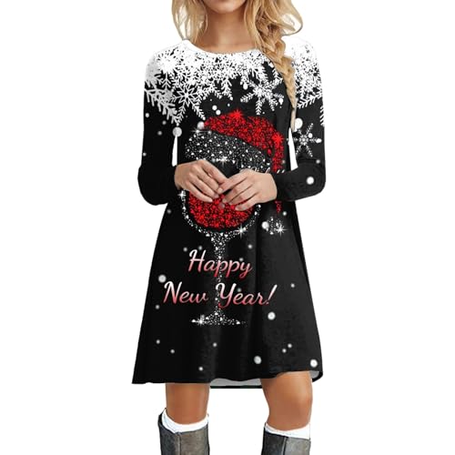 Soupliebe Weihnachtskleid Damen, Weihnachtskleid Damen Langarm Pullover Kleid - Weihnachtskleider Christmas Dress Weihnachten Kleid Weihnachts...