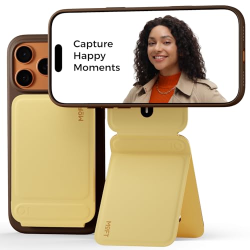 MOFT Phone Tripod Stand Selfie Stick for iPhone, Multi-Angles iPhone Stand, Lightweight & Portable Phone Holder, Strong Magnets, MOVAS Vegan Leather, Travel Essentials, Panna Cotta (Without