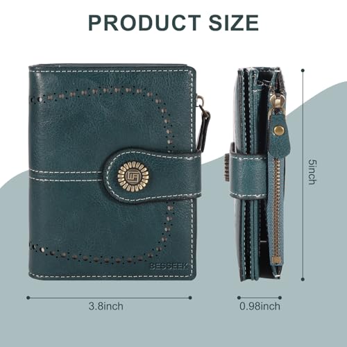 BESSEEK Womens Small Wallet Bifold Card Holder RFID Blocking Leather Wallets with Zipper Coin Pocket2