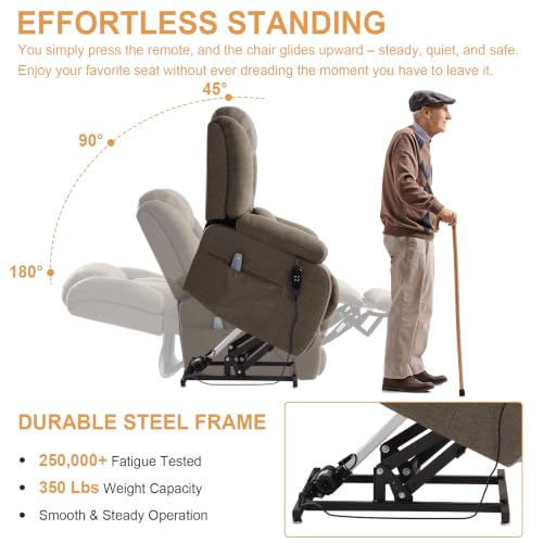 Image of Dual Motor Infinite Position Power Lift Recliner Chair for Elderly, Brown
