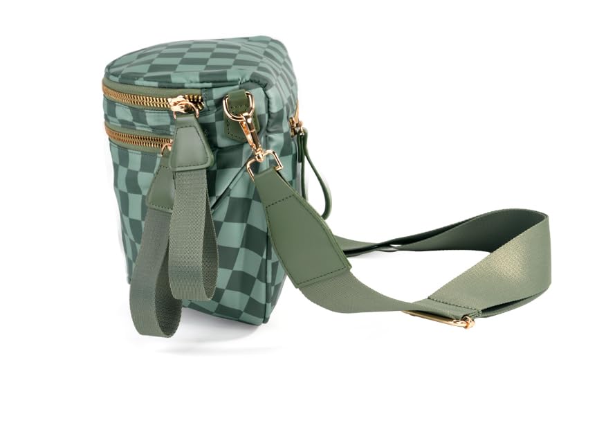 Image of FEIBOON Spacious Checkered Nylon Crossbody Bag Bum Bag Handbags Wallets for Women